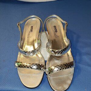 Enzo Angiolini Women's Silver Leather Strappy Sandals Size 7.5 M
